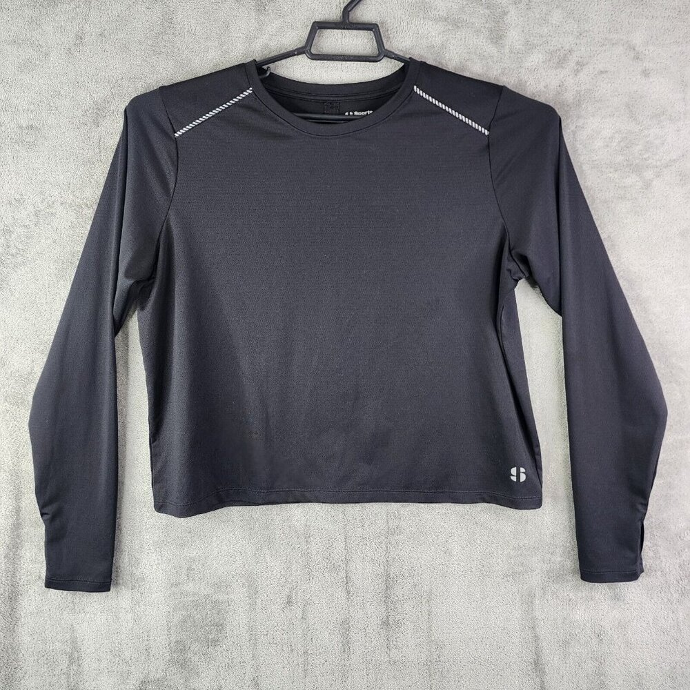 Womens Black Sports Illustrated Open Back Tee Top Shirt Long Sleeve Size XL - Picture 1 of 15